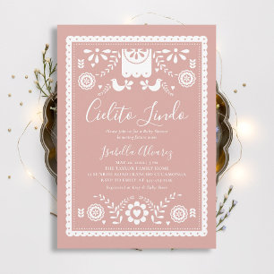 Invitation Cielito Lindo Rose Papier Découpé Baby Shower