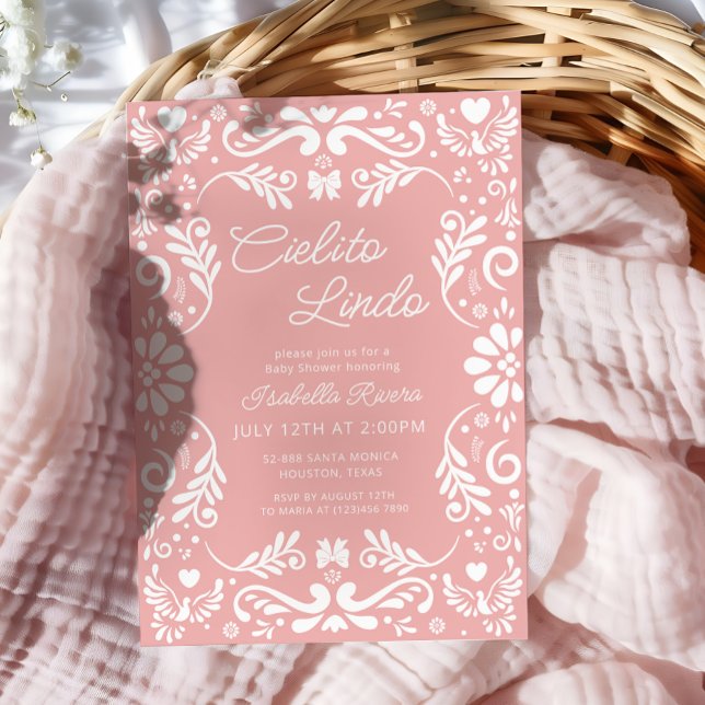 Invitation Cielito Lindo Talavera Baby shower rose mexicain (Créateur téléchargé)