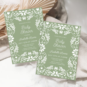 Invitation Cielito Lindo Talavera Mexicain Baby Shower Vert