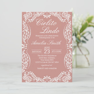 Invitation Cielito Lindo Talavera Mexicain Rose Baby Shower