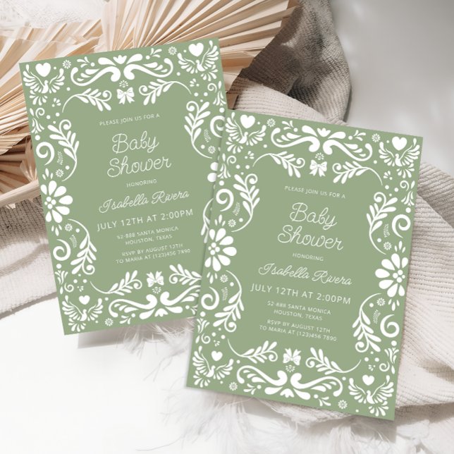 Invitation Cielito Lindo Talavera Mexican Green Baby Shower (Créateur téléchargé)