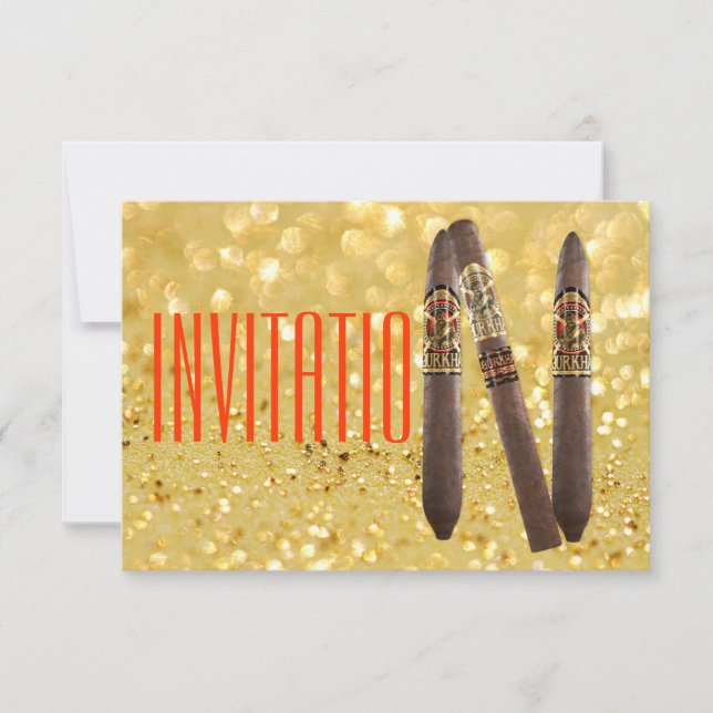 Invitation Cigaro Personnalisée Dorée (Devant)