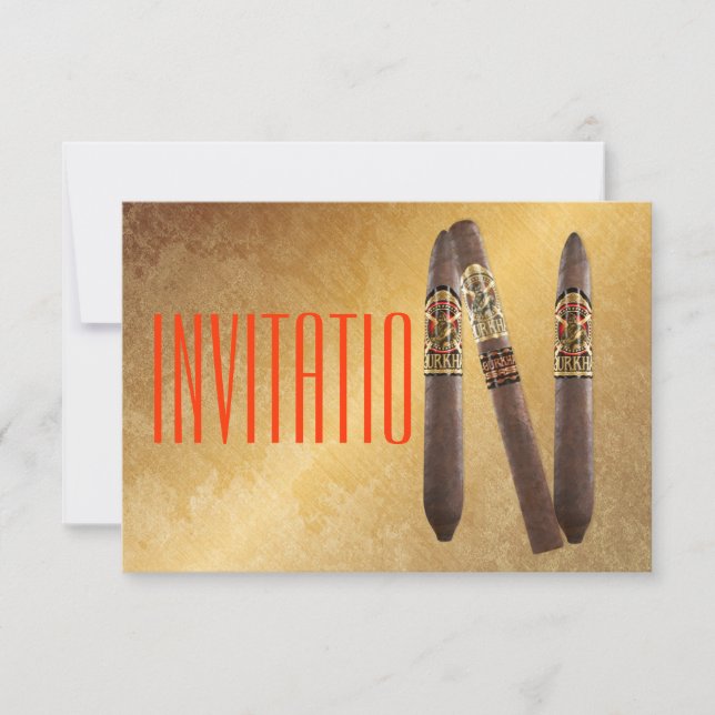 Invitation Cigaro Personnalisée Dorée (Devant)