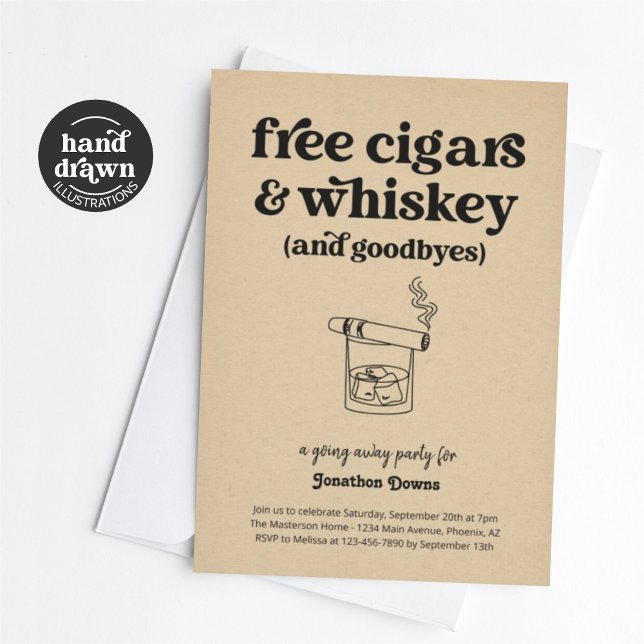 Invitation Cigars et Whiskey gratuits Amusant aller à la fête (Créateur téléchargé)