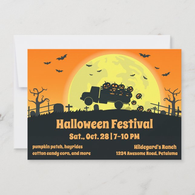 Invitation Cimetière de Camion citrouille Halloween (Devant)