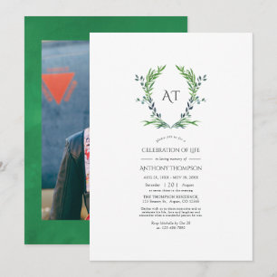 Invitation Cimetière de Laurel Monogramme Célébration de la v