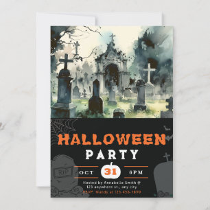 Invitation Cimetière déplaisant et effrayant Halloween noir
