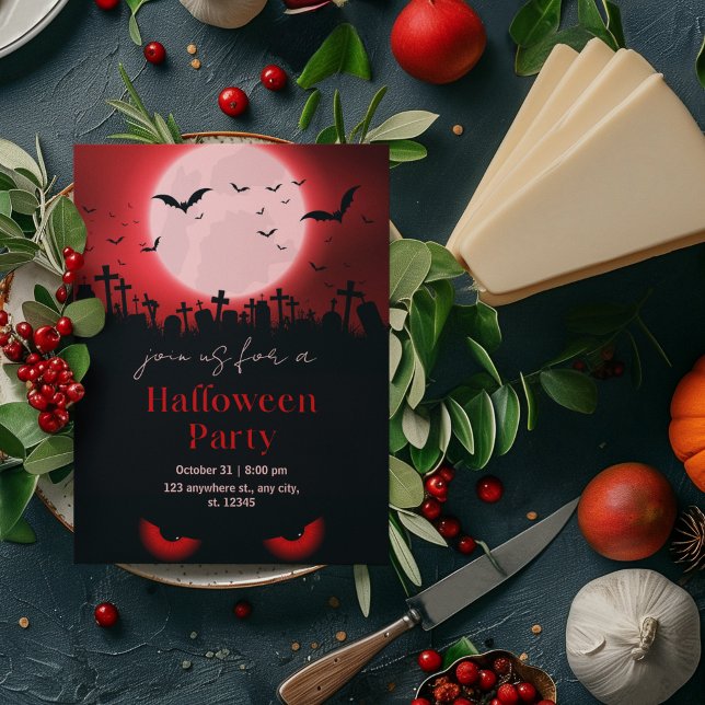 Invitation Cimetière déplaisant Evil Eyes Et Chauves-souris I (Créateur téléchargé)