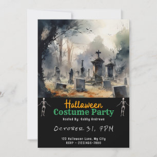 Invitation Cimetière déplaisant Graves Halloween noir
