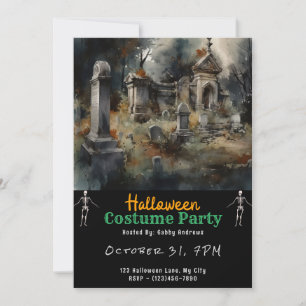 Invitation Cimetière déplaisant Graves Halloween noir