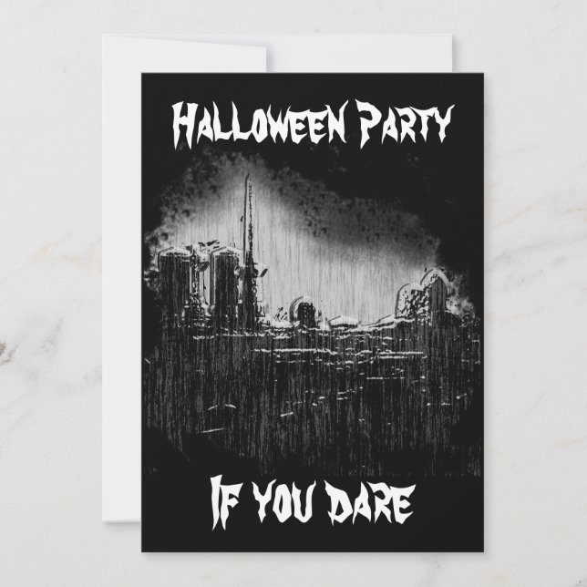 Invitation cimetière, fête d'Halloween, si tu oses (Devant)