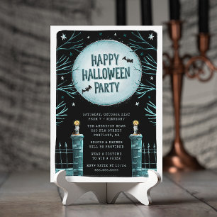 Invitation Cimetière mignon et Éffrayant Bonne fête d'Hallowe