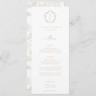 Invitation Cimier beige vintage Monogramme Floral Mariage Men