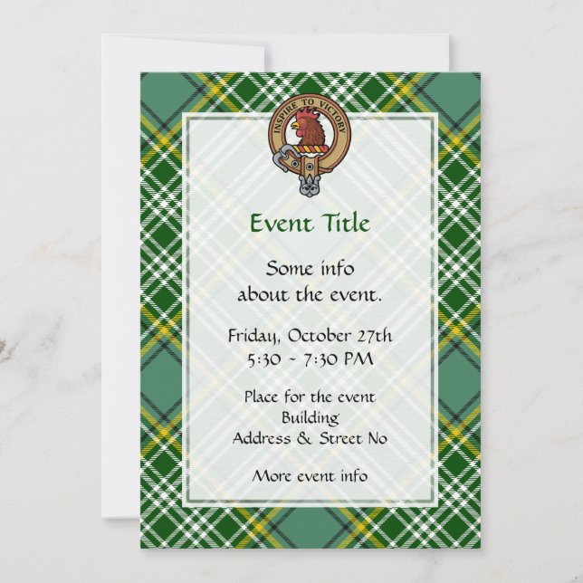Invitation Cimier de coq Clan Currie sur Tartan (Devant)