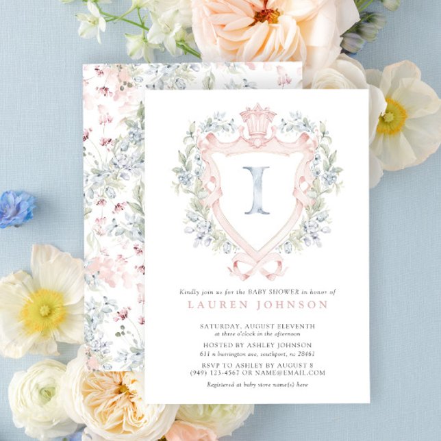 Invitation Cimier de la Couronne Monogramme Baby shower bleu  (Baby Shower Invitation!)