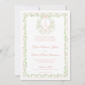 Invitation Cimier Doux avec Bow rose pâle | Mariage monogramm