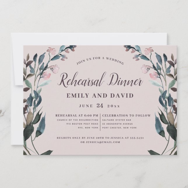 Invitation Cimier Jardin Mauve Purple Floral Mariage Répétiti (Devant)