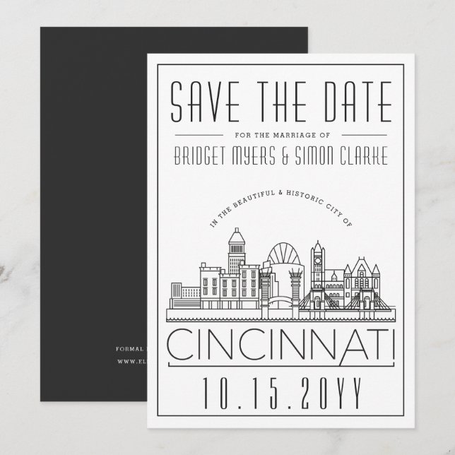 Invitation Cincinnati Mariage Style de la ligne d'horizon Enr (Devant / Derrière)
