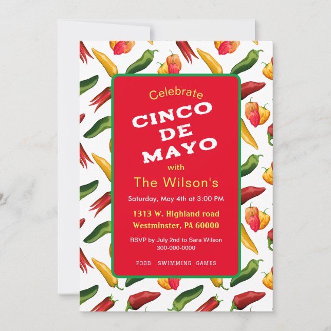 Invitation Cinco de May chiliers (Devant)