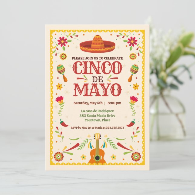 Invitation Cinco de Mayo cadre soirée d'anniversaire mexicain (Debout devant)
