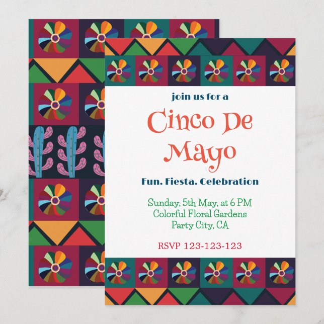 Invitation Cinco De Mayo Fête Mexicaine (Devant / Derrière)