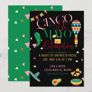 Invitation Cinco De Mayo Fête Taco Fête Colorée B