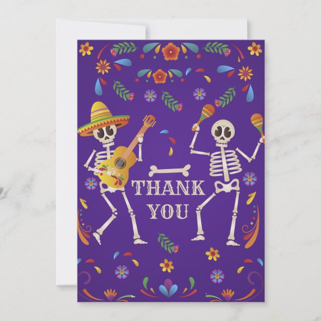 Invitation Cinco de Mayo Mexique Fiesta crâne Merci (Devant)