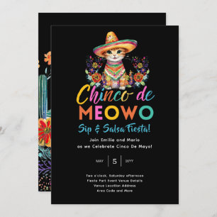 Invitation Cinco De Meowo Fun Chat Fête Heure