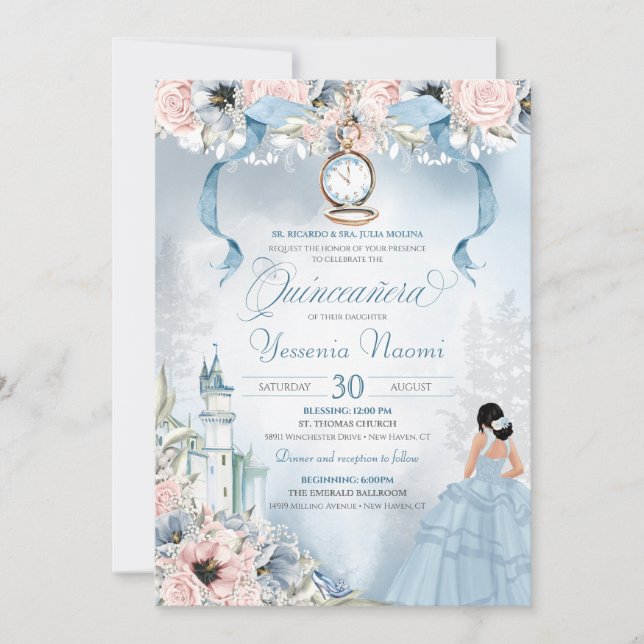 Invitation Cinderella Princess Castle Fairy Tale Quinceanera (Devant)