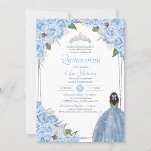 Invitation Cinderella Quinceanera Princesse Anniversaire Bleu