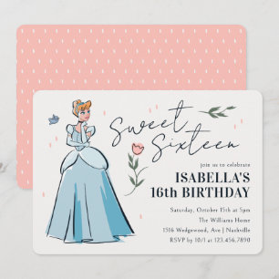 Invitation Cinderella Sweet 16 Floral Anniversaire