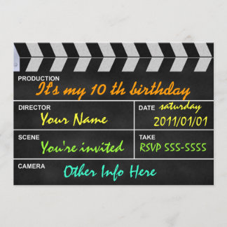 Invitation cinéma clapperboard