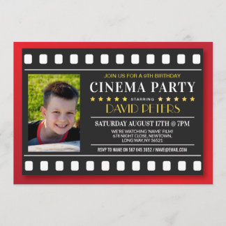 Invitation Cinéma Fête d'anniversaire Film N'importe quel âge