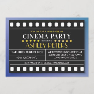 Invitation Cinéma fête d'anniversaire n'importe quel âge Théâ