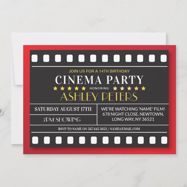 Invitation Cinéma Fête d'anniversaire n'importe quel âge Théâ (Devant)