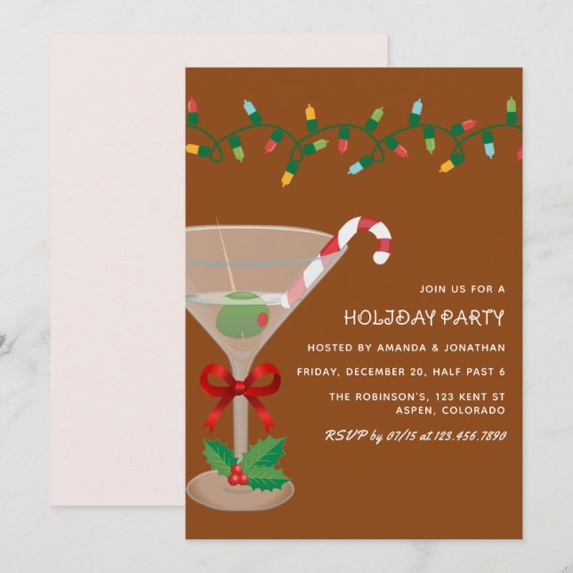 Invitation Cinnamon Cozy Christmas Holiday Cocktail Party (Devant / Derrière)