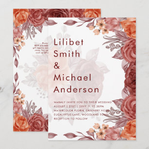 Invitation Cinnamon Terracotta TOMBE Floral MARIAGE