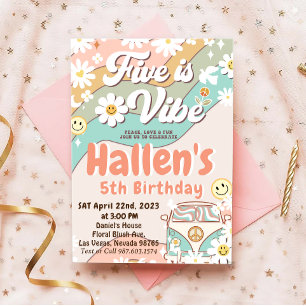 Invitation Cinq a Vibe Super Retro Rainbow 5e anniversaire