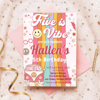 Invitation Cinq a Vibe Super Retro Rainbow 5e anniversaire