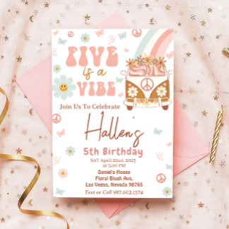 Invitation Cinq a Vibe Super Retro Rainbow 5e anniversaire