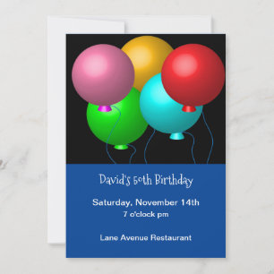 Invitation Cinq ballons d'anniversaire Personnalisé 50e anniv
