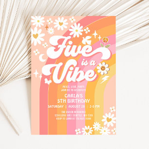 Invitation CINQ est une ambiance rose pêche 5e anniversaire f