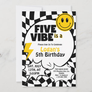 Invitation Cinq est une Vibe   Boys 5e Retro fête d'anniversa