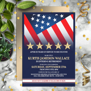 Invitation Cinq étoiles d'or Fête de retraite militaire