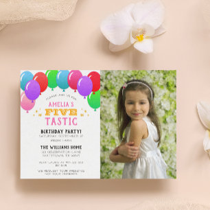 Invitation CINQtastic 5e anniversaire ballon rose photo