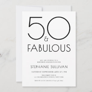 Invitation Cinquante ans et Fabuleux Anniversaire Minimal 50