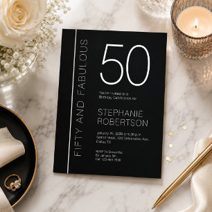 Invitation Cinquante ans et Fabuleux Anniversaire Moderne de