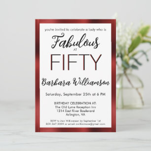 Invitation Cinquante ans et Fabuleux avec une bordure rouge F