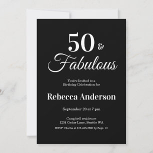 Invitation Cinquante ans et Fabuleux Fête d'anniversaire 50 a