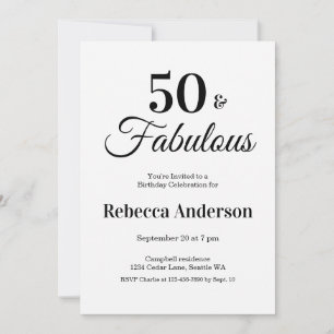 Invitation Cinquante ans et Fabuleux Fête d'anniversaire 50 a